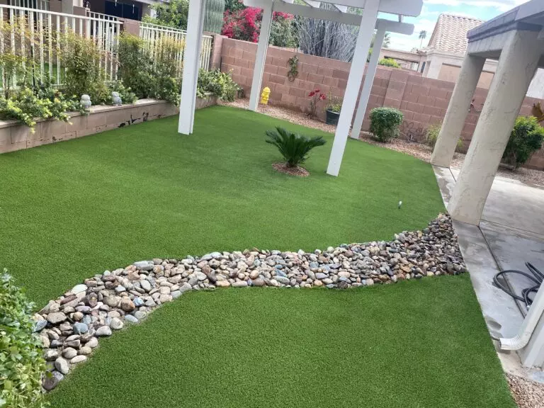 white pergola in Backyard of HOA community