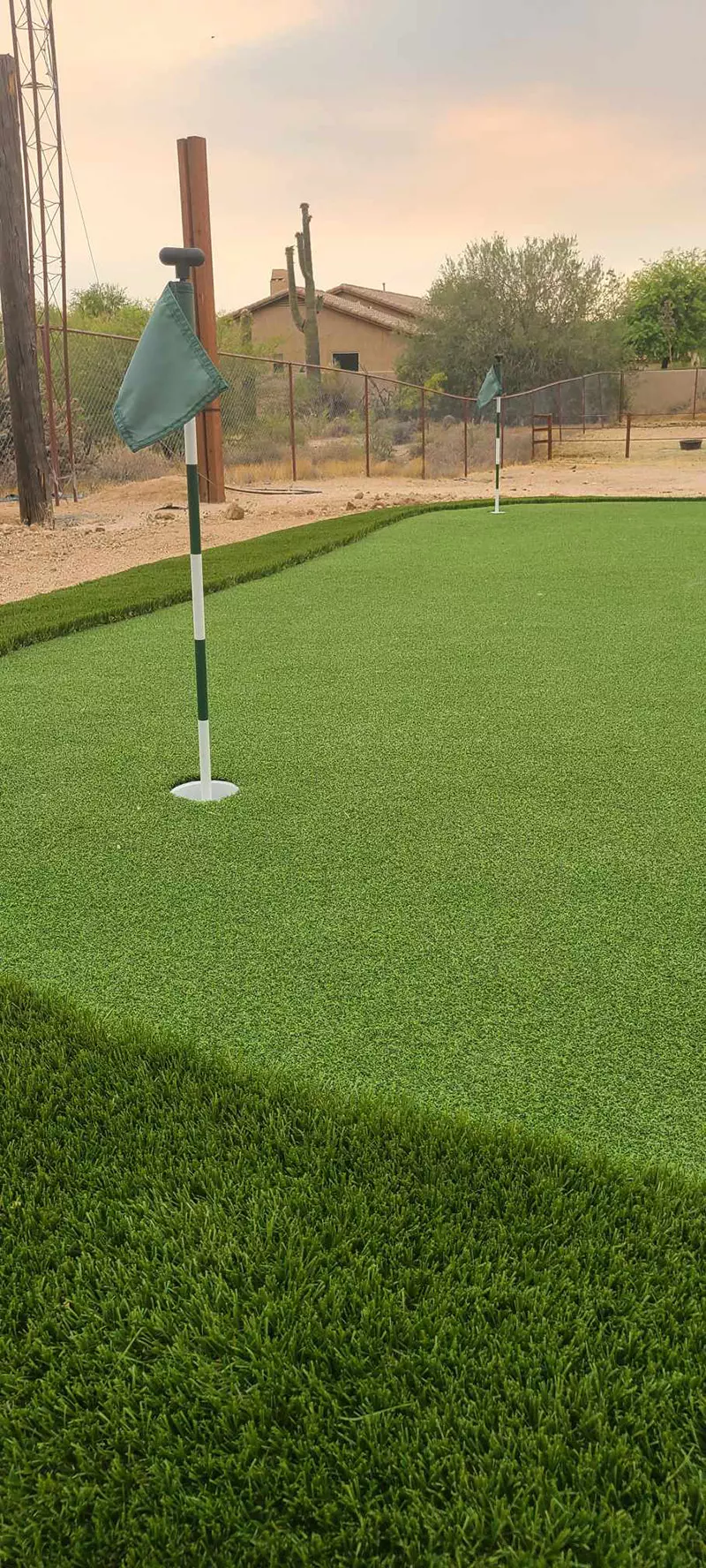 professional putting green area in backyard