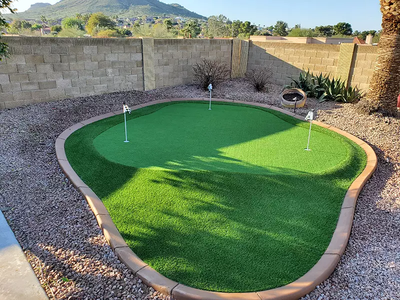 Beautiful putting green course in backyard