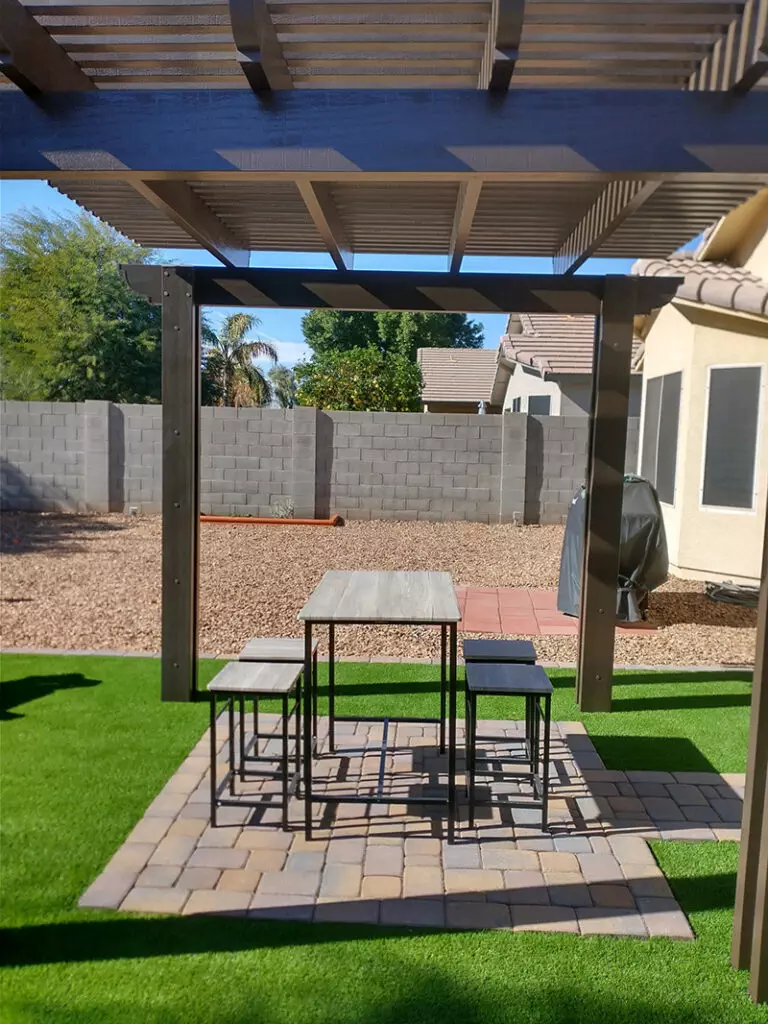 small pergola in backyard