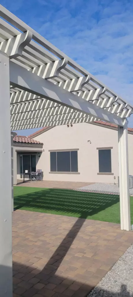 white pergola creates great shade