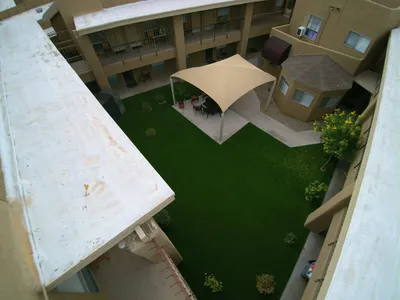 fake grass with turf pergola