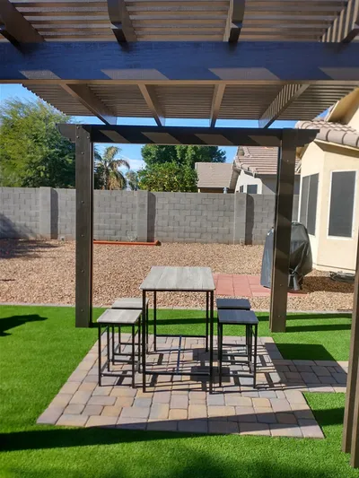 small pergola in backyard