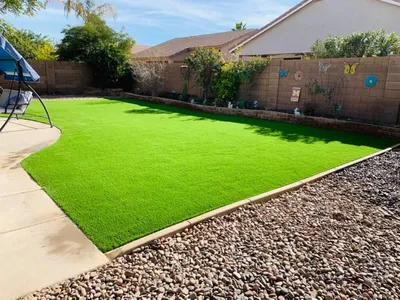 backyard artificial grass with mowers edge curbing