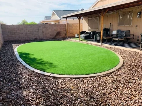 circle concrete curbing and circle turf patch