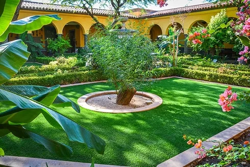backyard paradise of synthetic turf